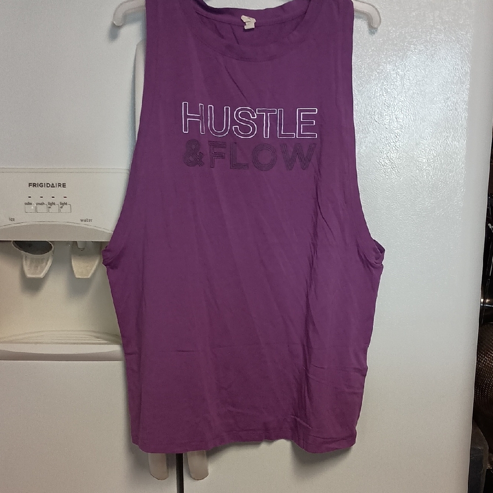 Under Armour Purple Muscle Tee with 'Hustle & Flow'